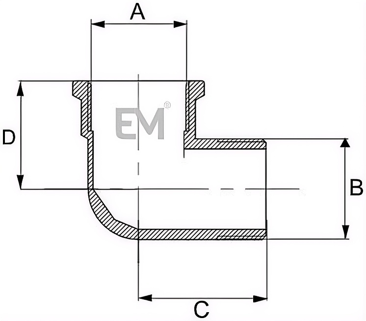 Mosazná tvarovka koleno 90° vnitřní závit 1  vnější závit 1 EMSAN